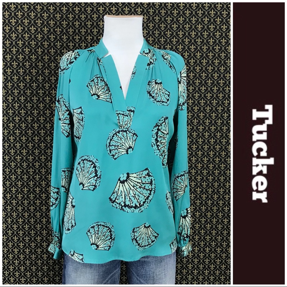Tucker Fan Fringed Smocked Top